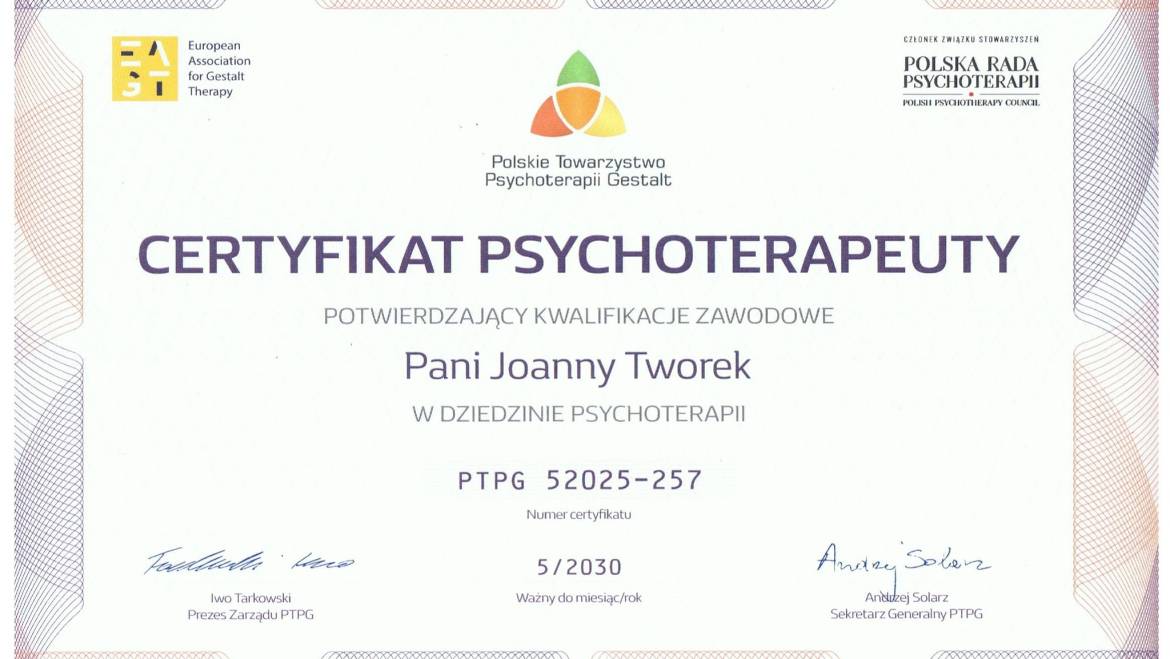 Jest, obroniony! Certyfikat PTPG.